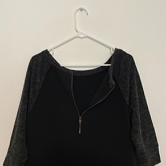 ANN TAYLOR LOFT Raglan Sleeve Colorblock Shift Dress Black Marled 3/4 Sleeve 12 - Picture 11 of 13